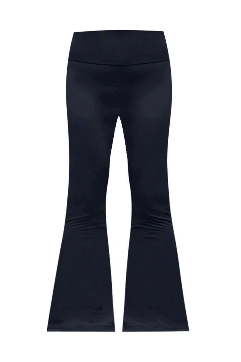 Black Solid Color High Waist Flare Leggings
