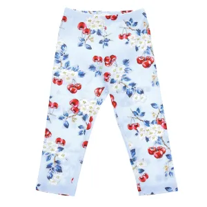Blue All Over Cherry Print Leggings