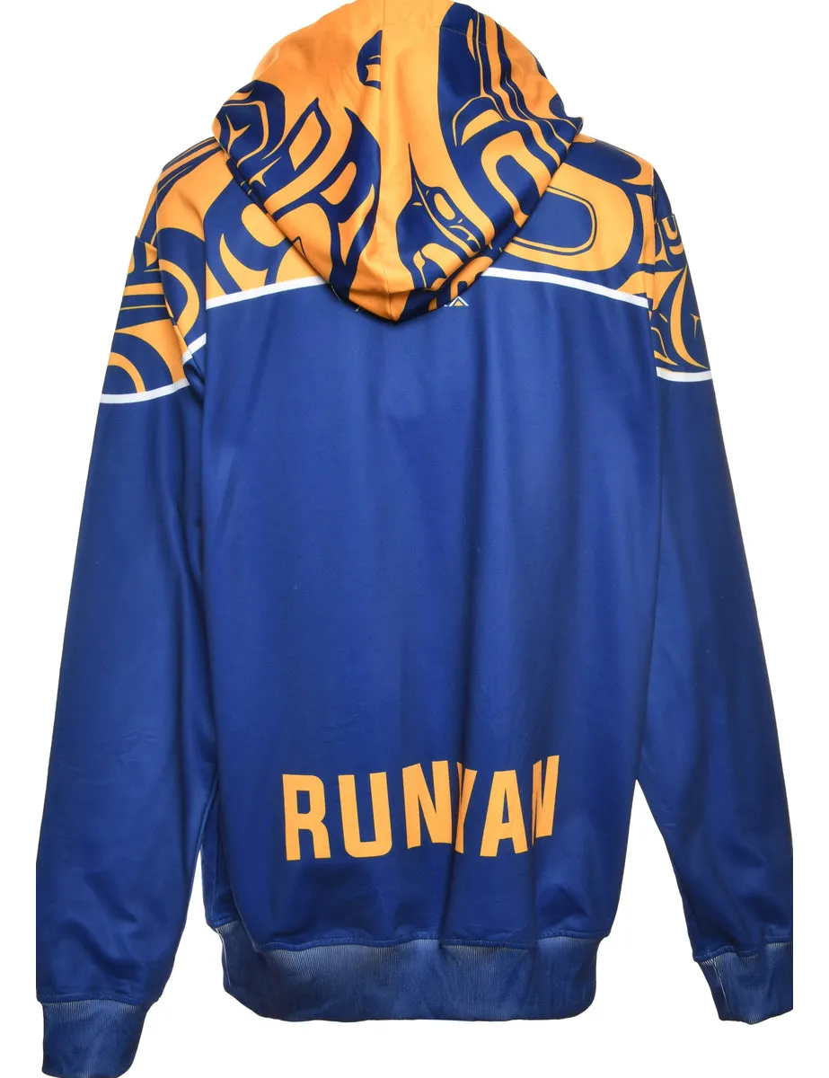 Blue Blades Printed Hoodie - L