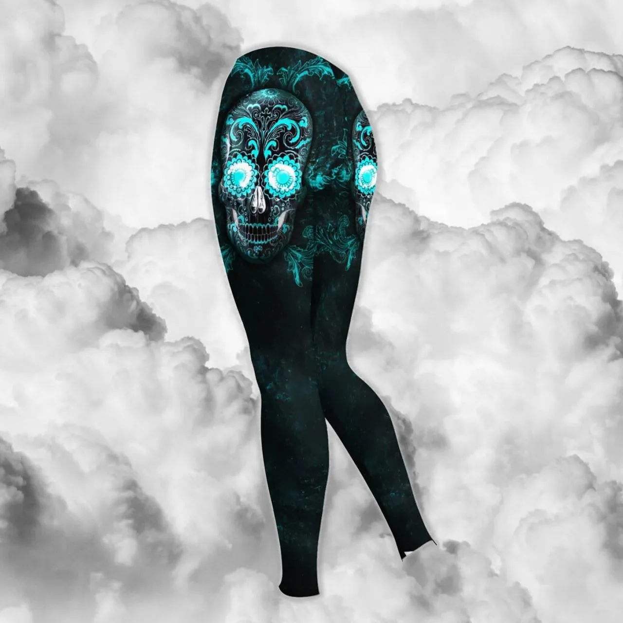 Blue Dark Sugar Skull Combo Hoodie and Leggings