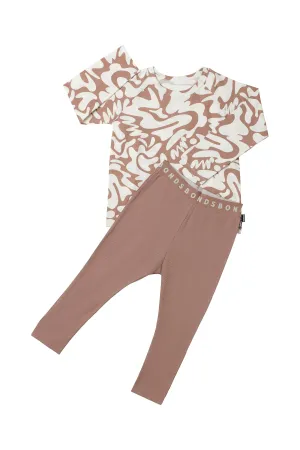 Bonds Long Sleeve Waffle Sleep Set - Making Shapes Mocca
