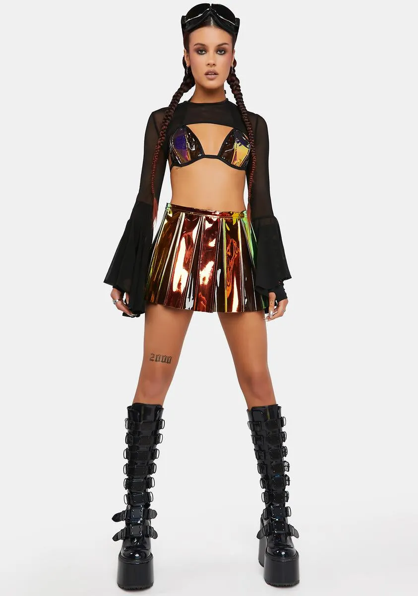 Brimstone Smoke Pleated Vinyl Skirt
