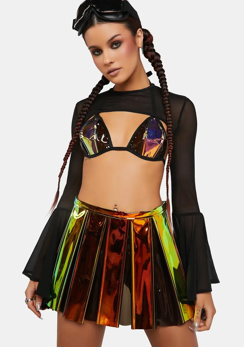 Brimstone Smoke Pleated Vinyl Skirt