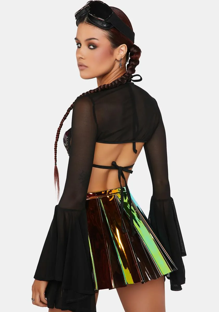 Brimstone Smoke Pleated Vinyl Skirt