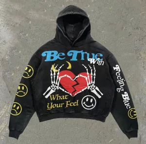 Broken Heart Skull Print Casual Street Hoodie