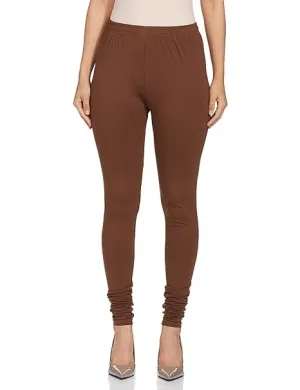 Brown Cotton Blend Churidar Leggings For Women