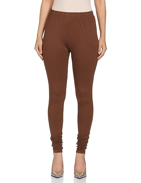 Brown Cotton Blend Churidar Leggings For Women