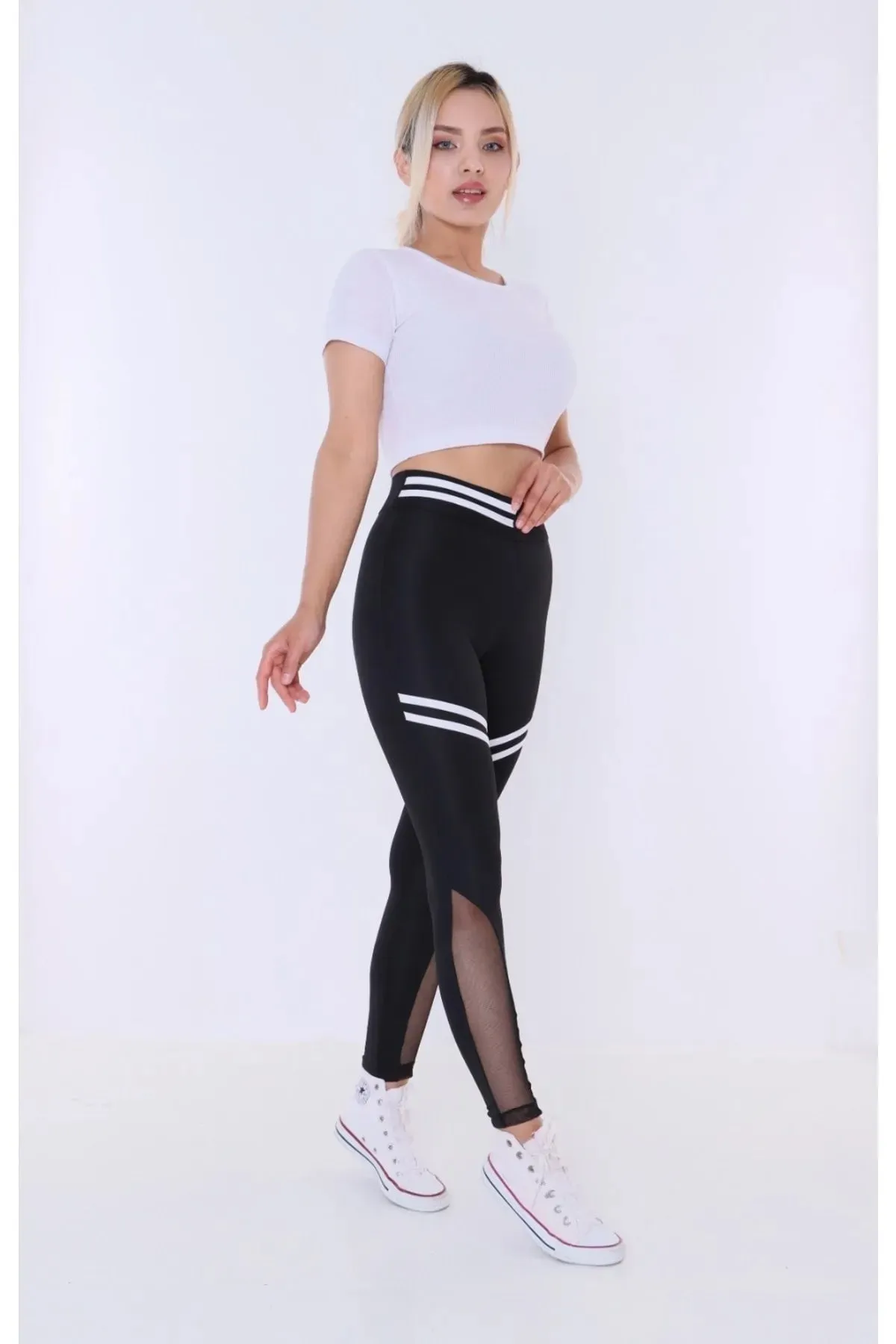 Buzzard Women's High Waist With White Stripe Leggings