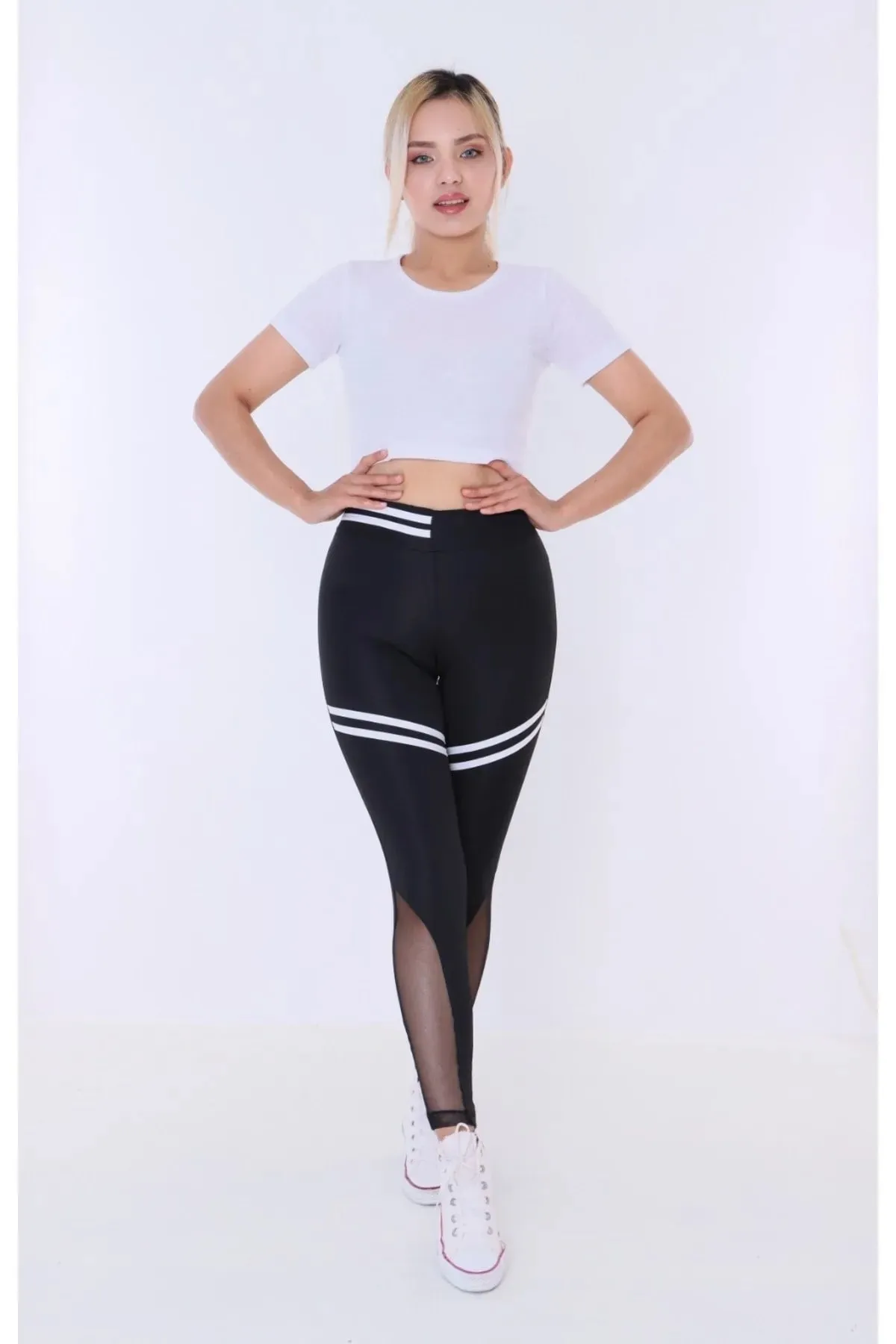 Buzzard Women's High Waist With White Stripe Leggings