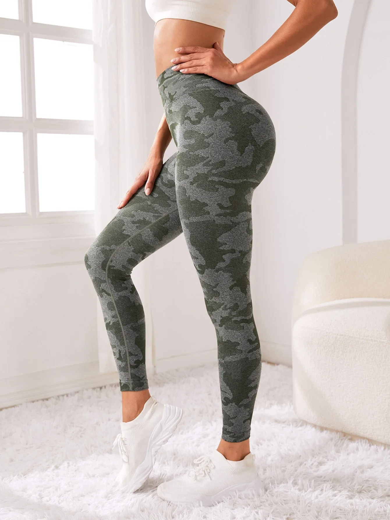 Camo Print Wideband High Waist Sports Leggings