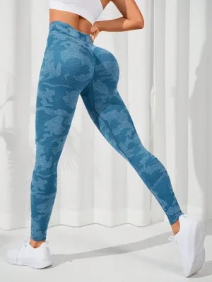 Camo Print Wideband High Waist Sports Leggings
