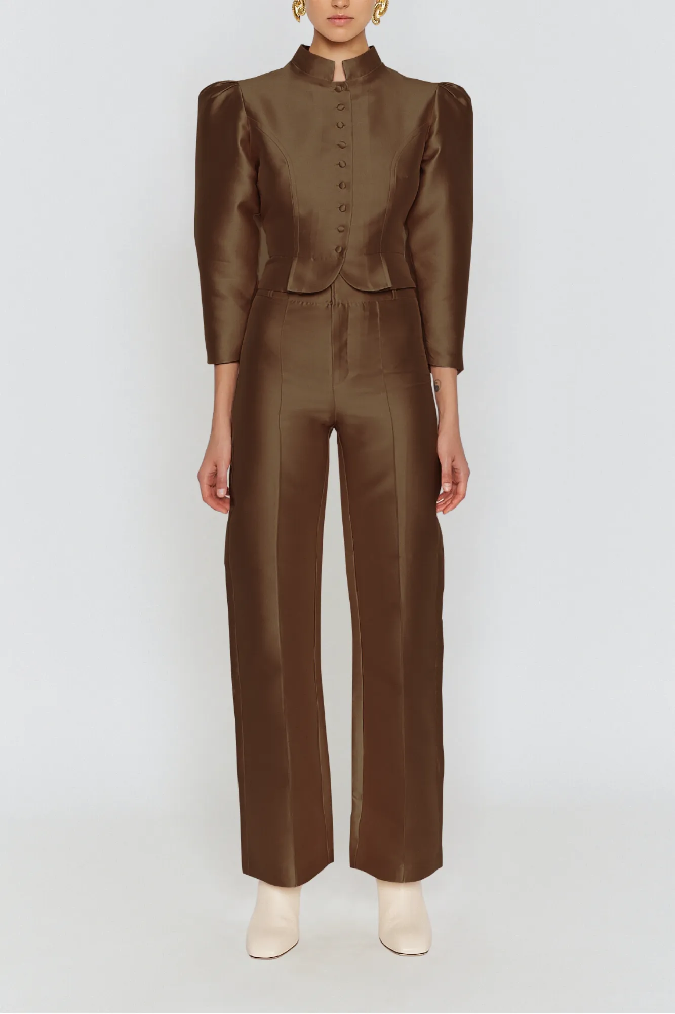 CAPUCCINO Satin Flared Pants