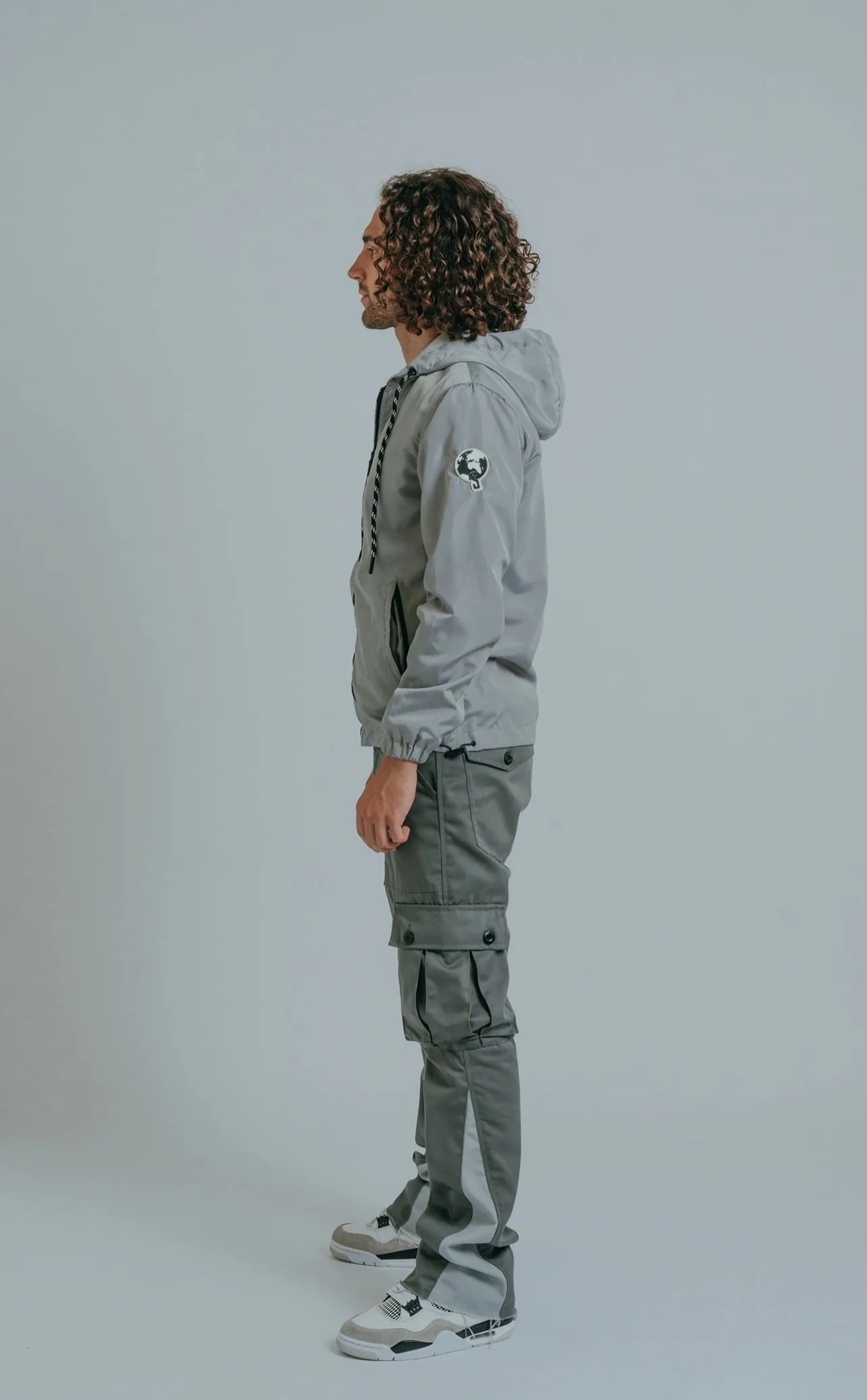 CARGO FLARE TROUSERS - GREY