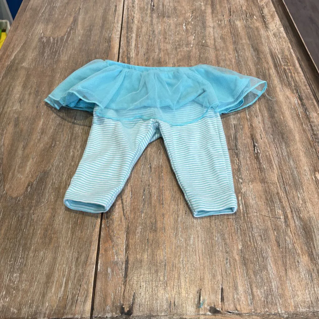 Carters Aqua wht/stripe tulle skirt Cotton Leggings 3m