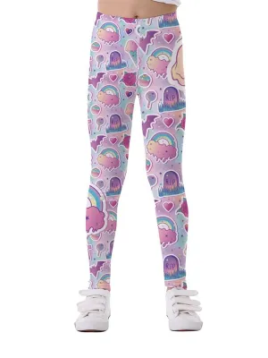 Cartoon Rainbow Allover Print Leggings