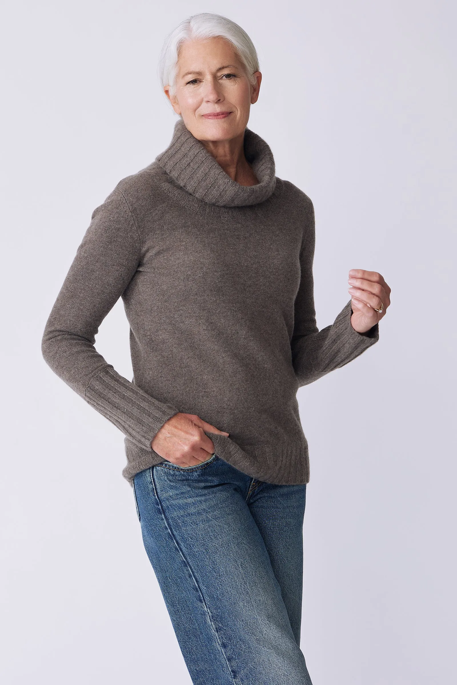 Cashmere Cowl T-Neck - Elk