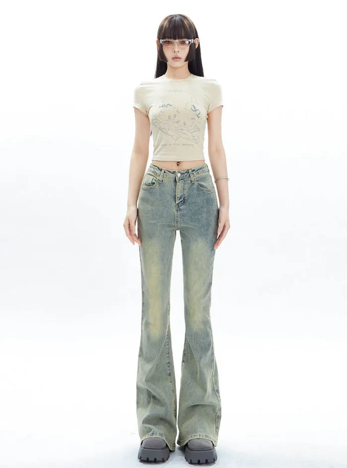 Casual Straight Flared Jeans Pants