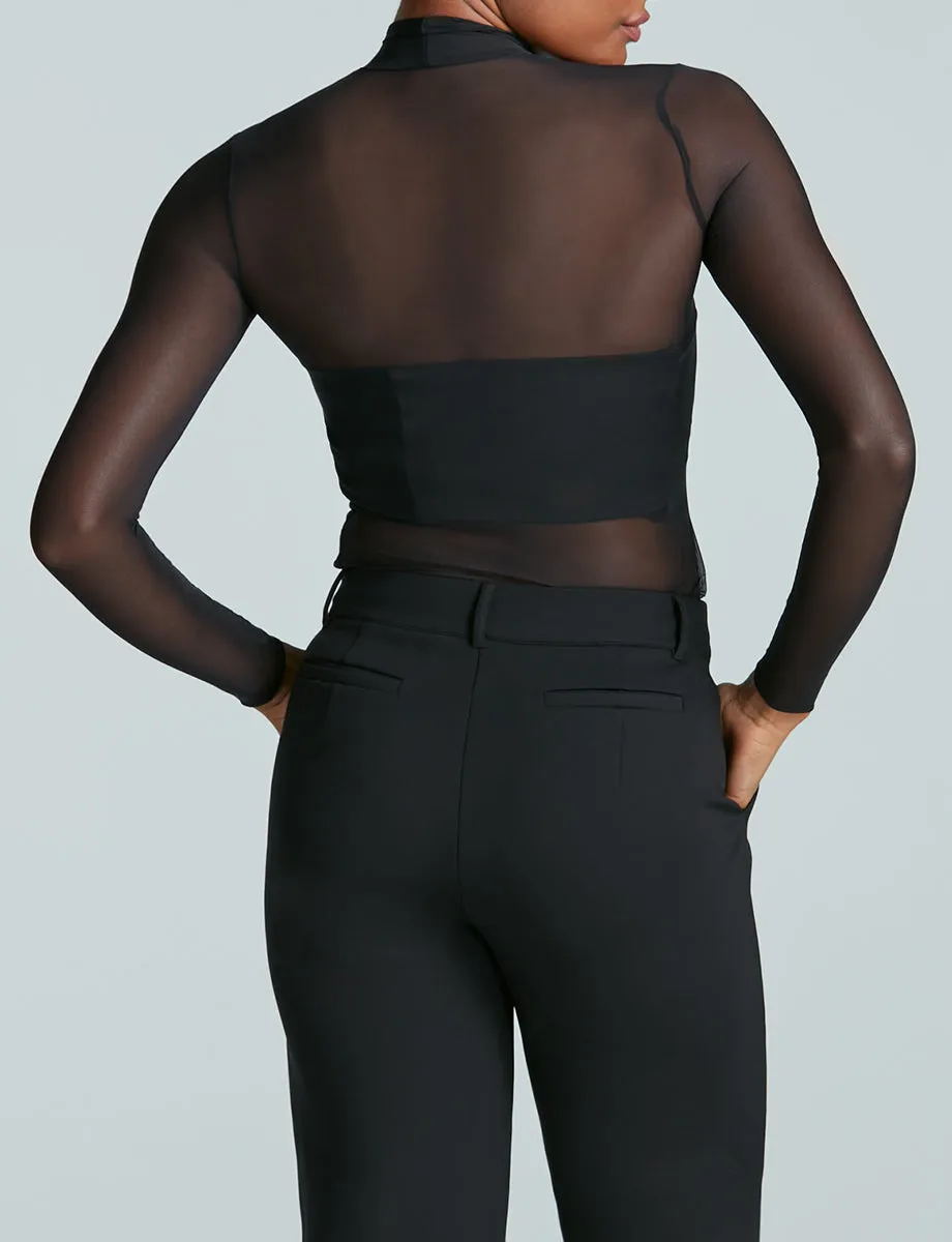 Chic Mesh Long Sleeve Turtleneck