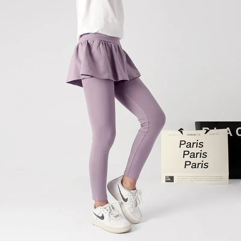 Children's Pants 5-15Y Girls Spring Autumn Trousers Kids's Cotton Versatile Solid Color Culottes Skirt Girls' Leggings