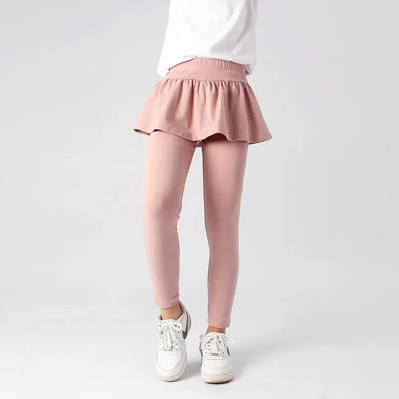 Children's Pants 5-15Y Girls Spring Autumn Trousers Kids's Cotton Versatile Solid Color Culottes Skirt Girls' Leggings
