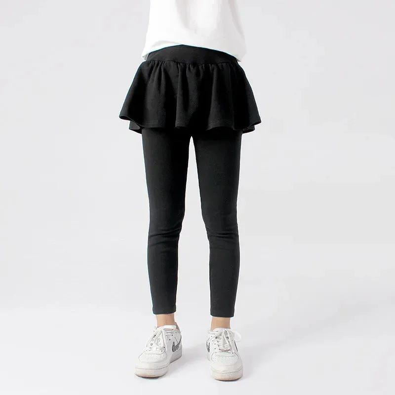 Children's Pants 5-15Y Girls Spring Autumn Trousers Kids's Cotton Versatile Solid Color Culottes Skirt Girls' Leggings