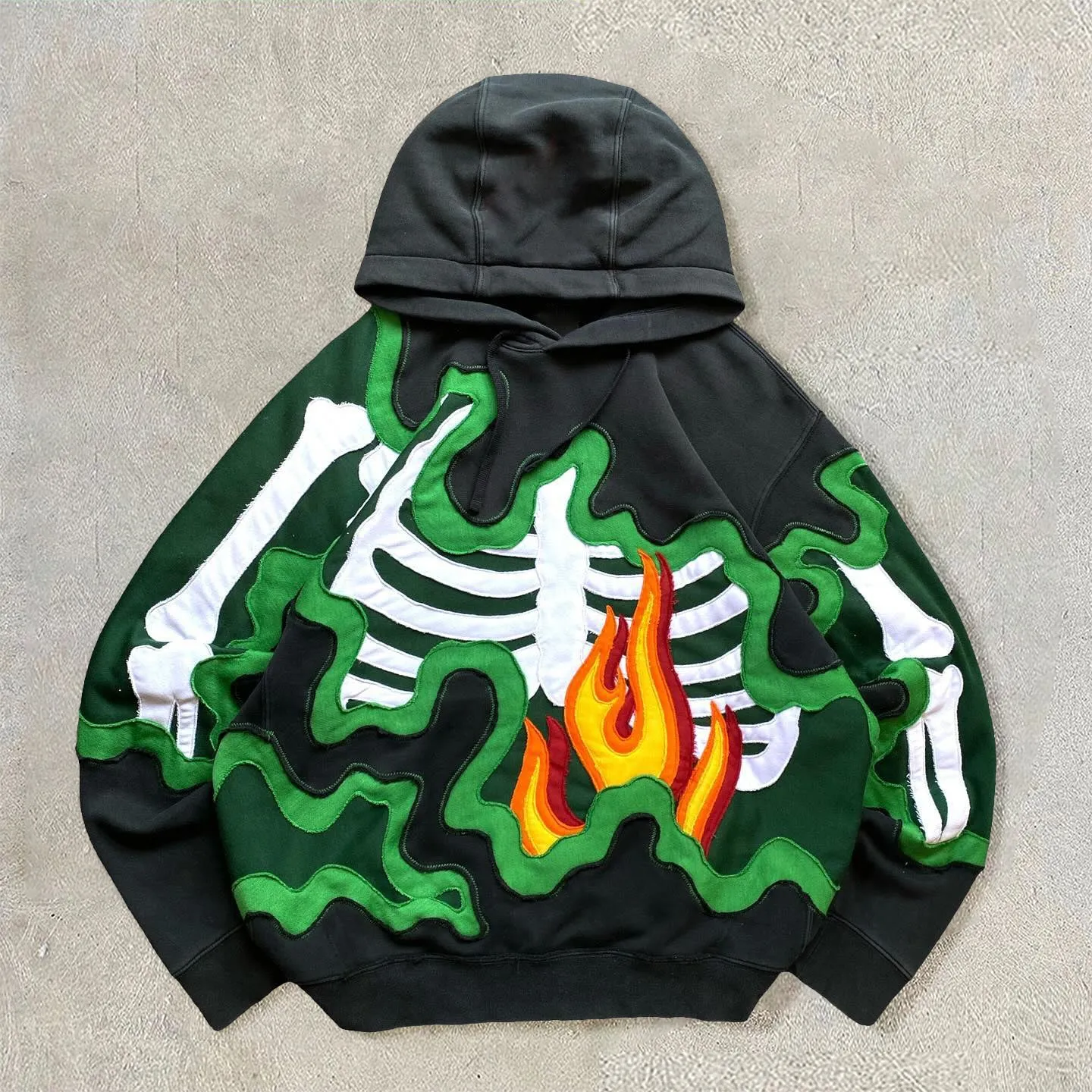 Contrast color skull hip hop fashion hoodie