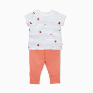 Coral Ocean Stripe T-Shirt & Leggings Set