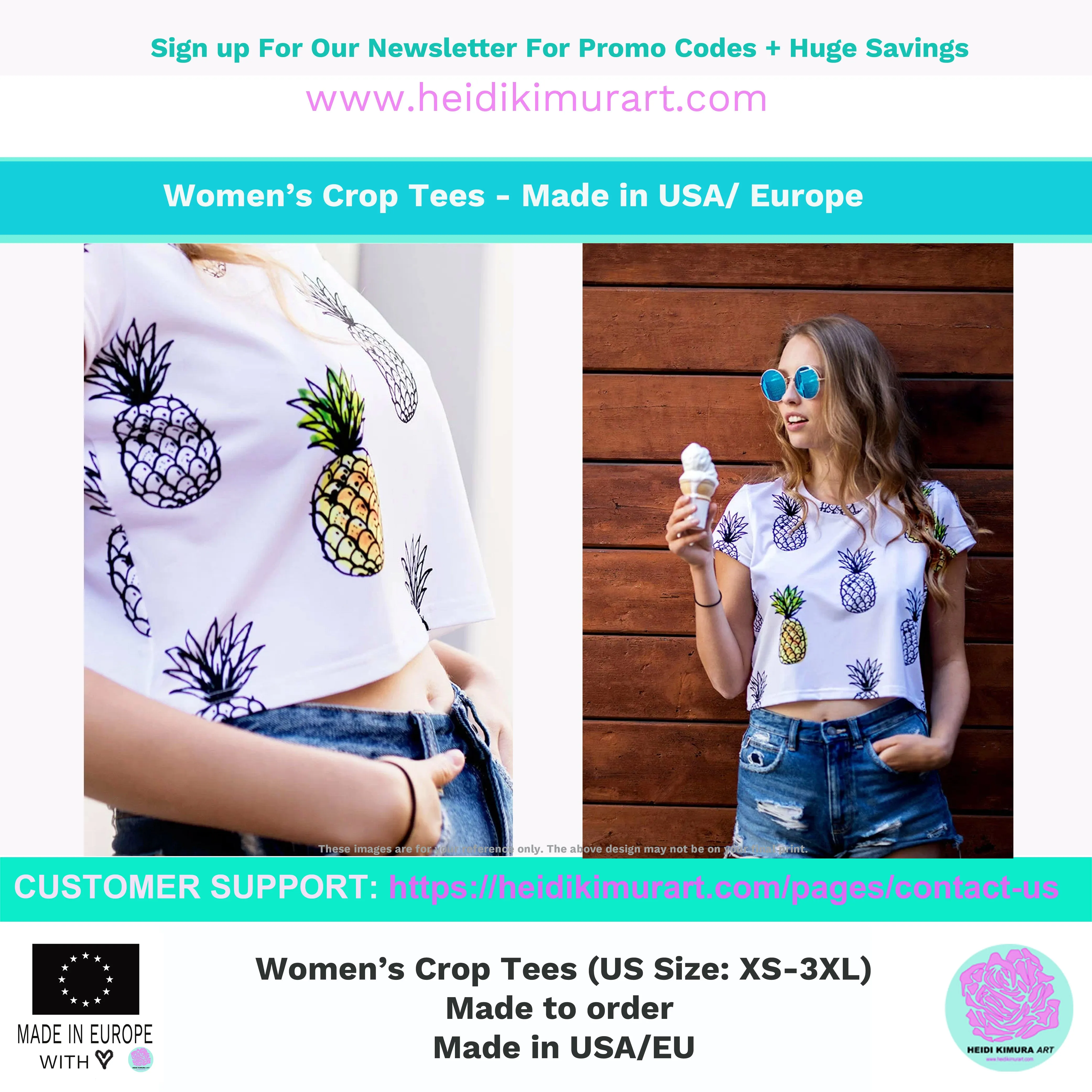 Coral Tie Dye Crop Tee, Women's Pink Short Cropped T-shirt-Made in EU (US Size: XS-3XL)