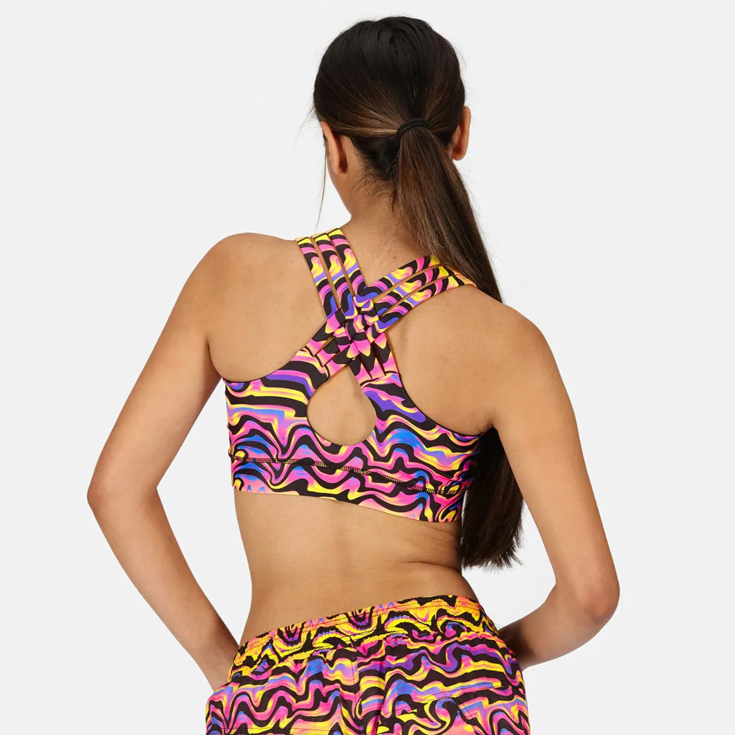 Coral Waves Cross Back Bra