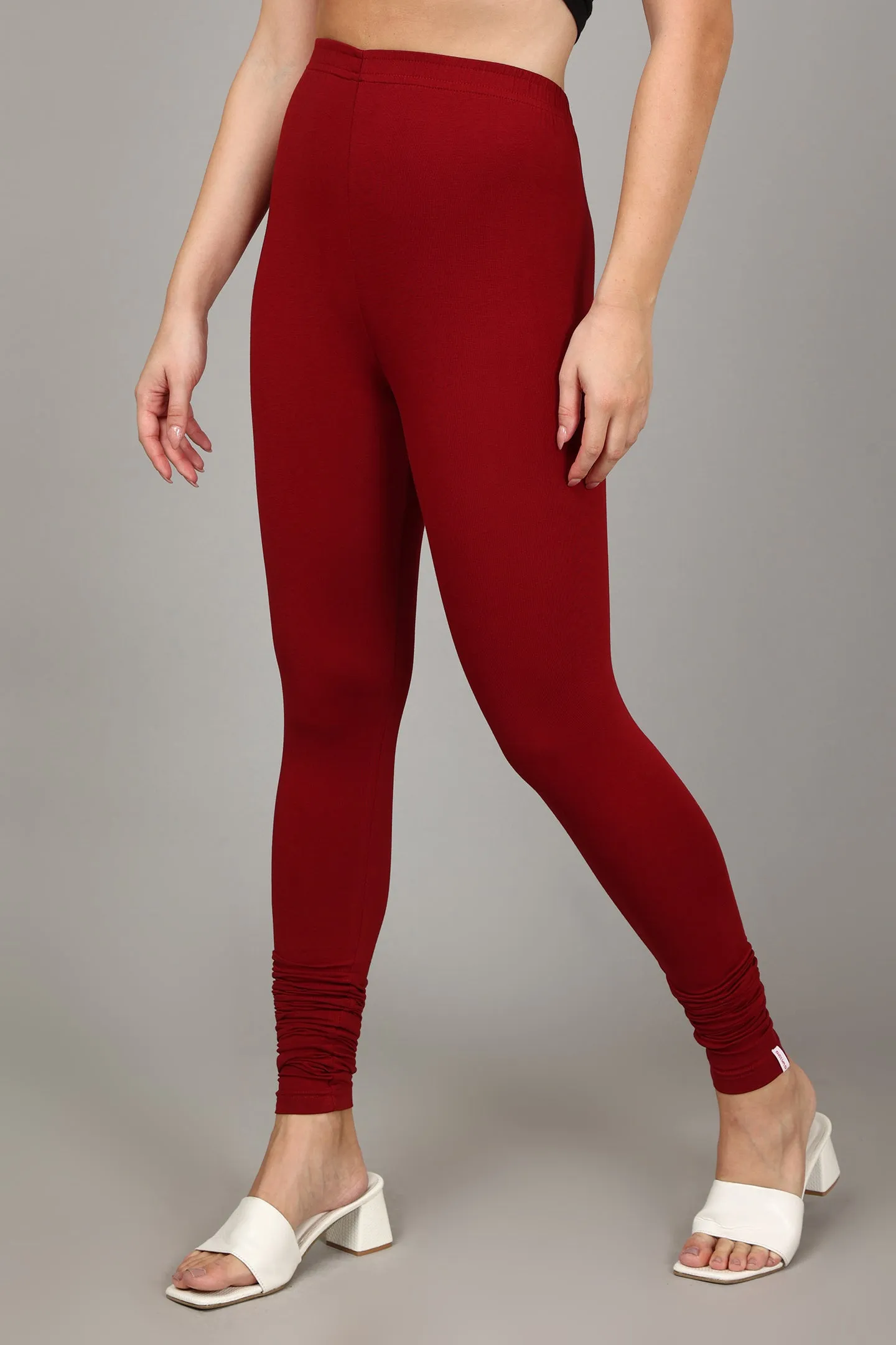 COTTON CHURIDAR LEGGINGS - CHERRY