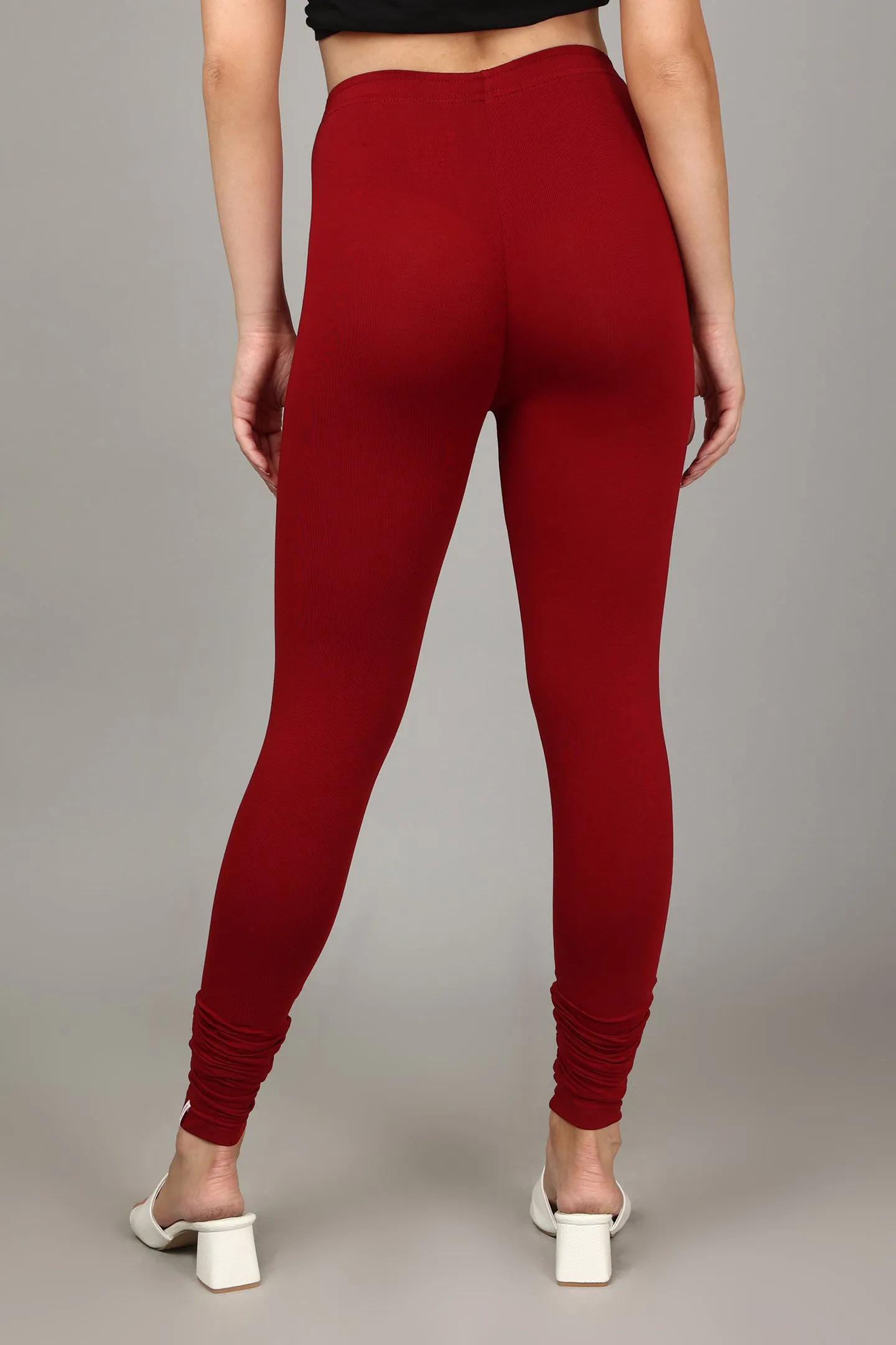 COTTON CHURIDAR LEGGINGS - CHERRY