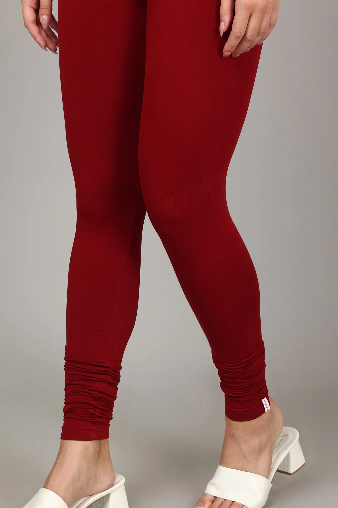 COTTON CHURIDAR LEGGINGS - CHERRY