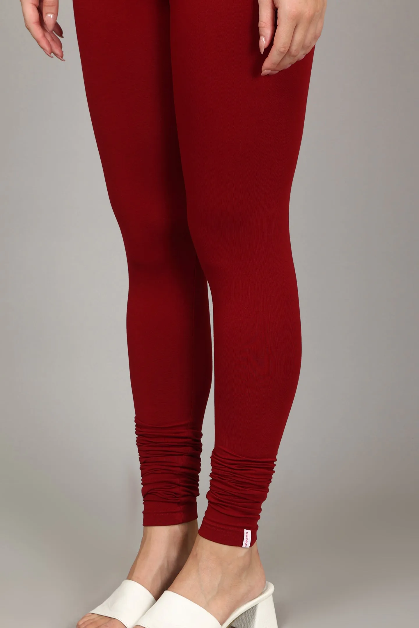 COTTON CHURIDAR LEGGINGS - CHERRY
