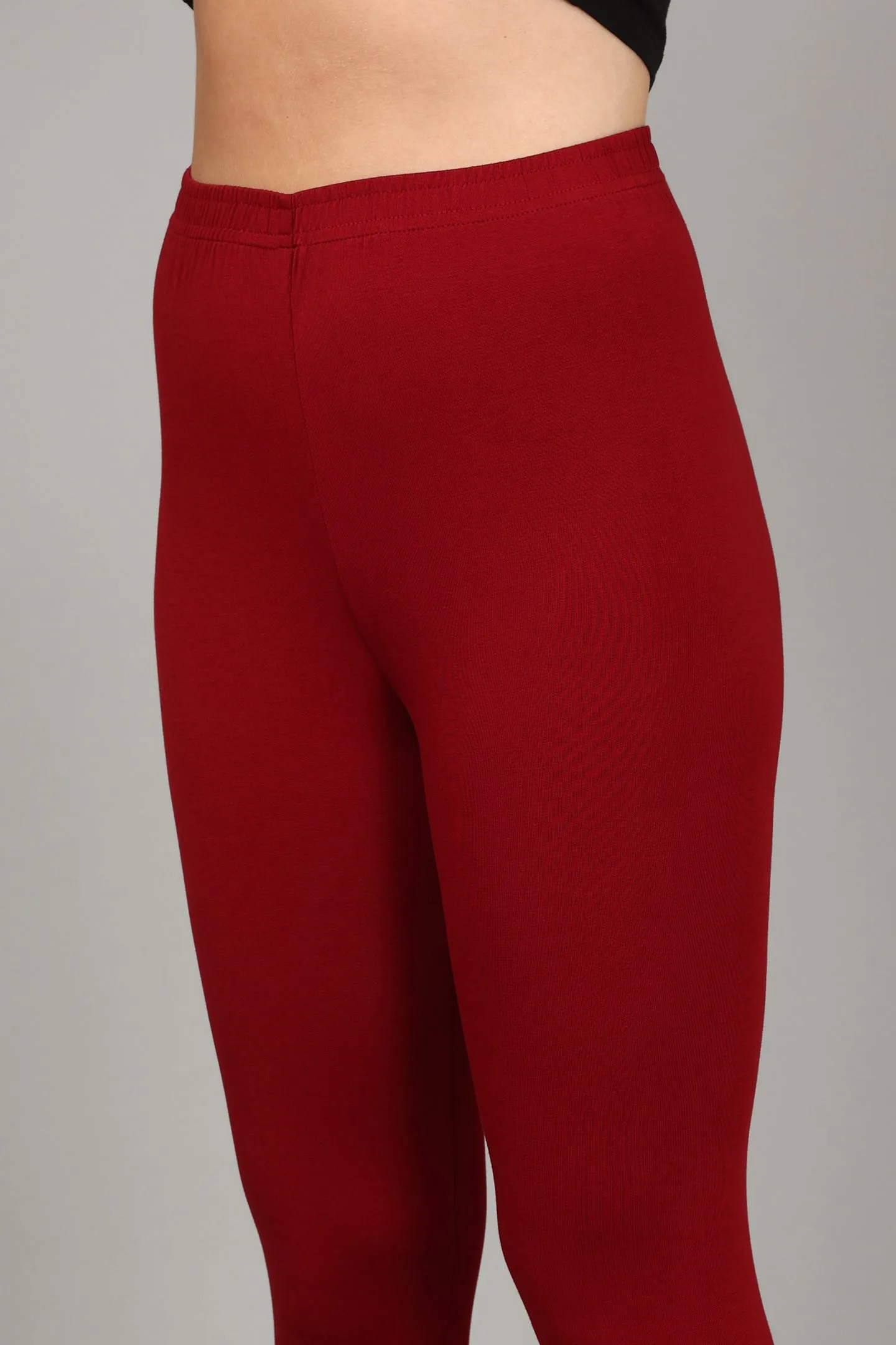 COTTON CHURIDAR LEGGINGS - CHERRY