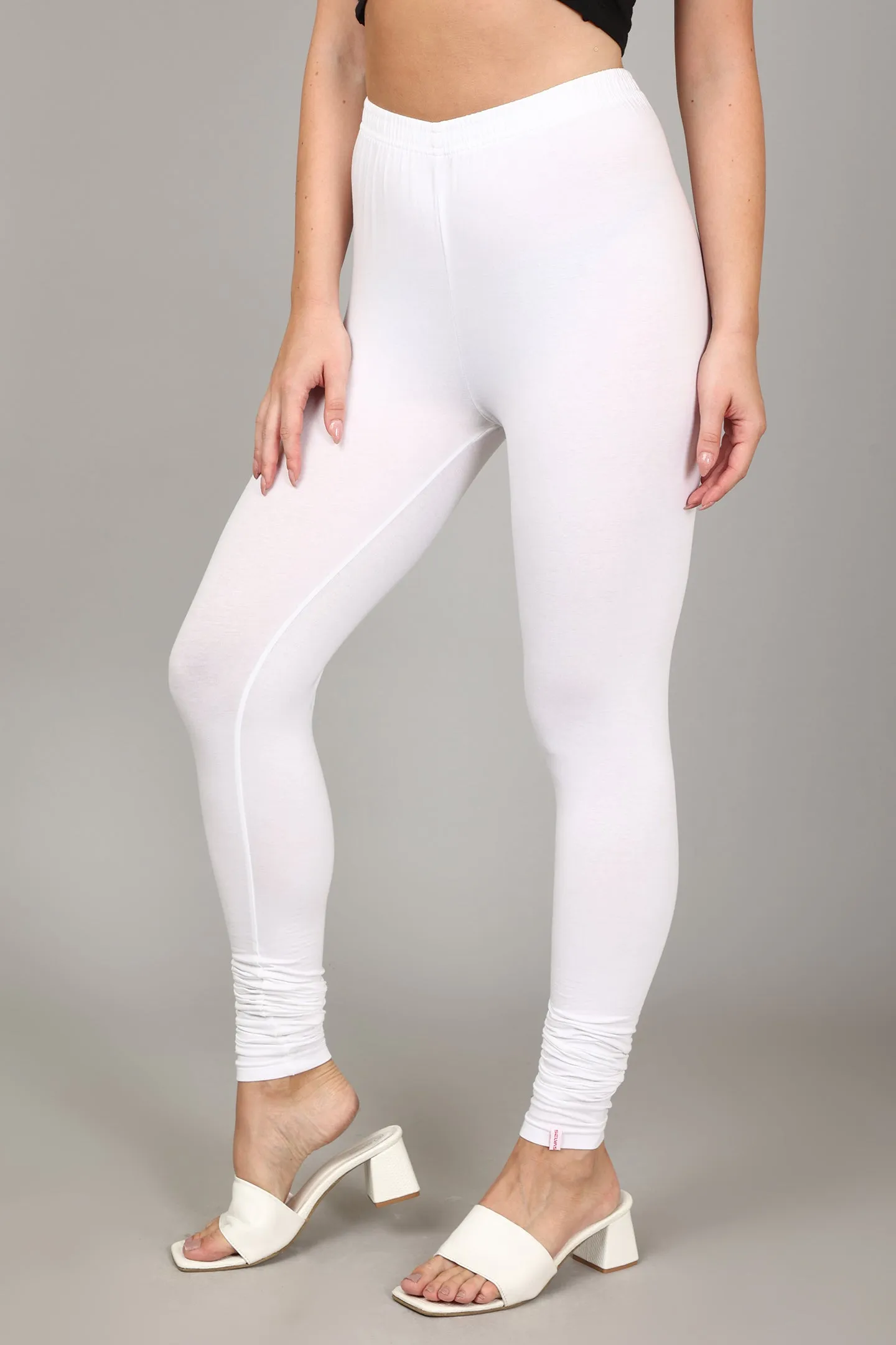COTTON CHURIDAR LEGGINGS - WHITE