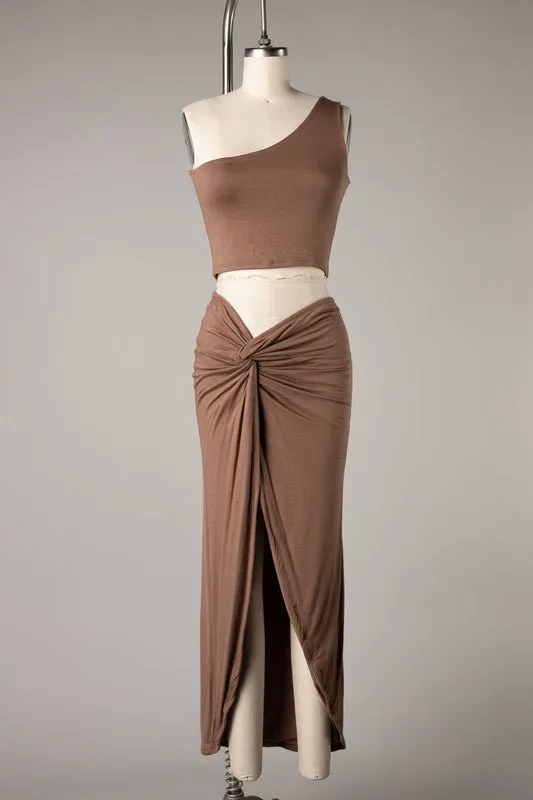 Courtney One Shoulder and Skirt Two Piece Set