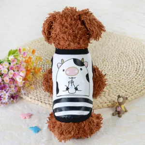 Cow Drinking Milk Design Spring Small Dog Tank Top