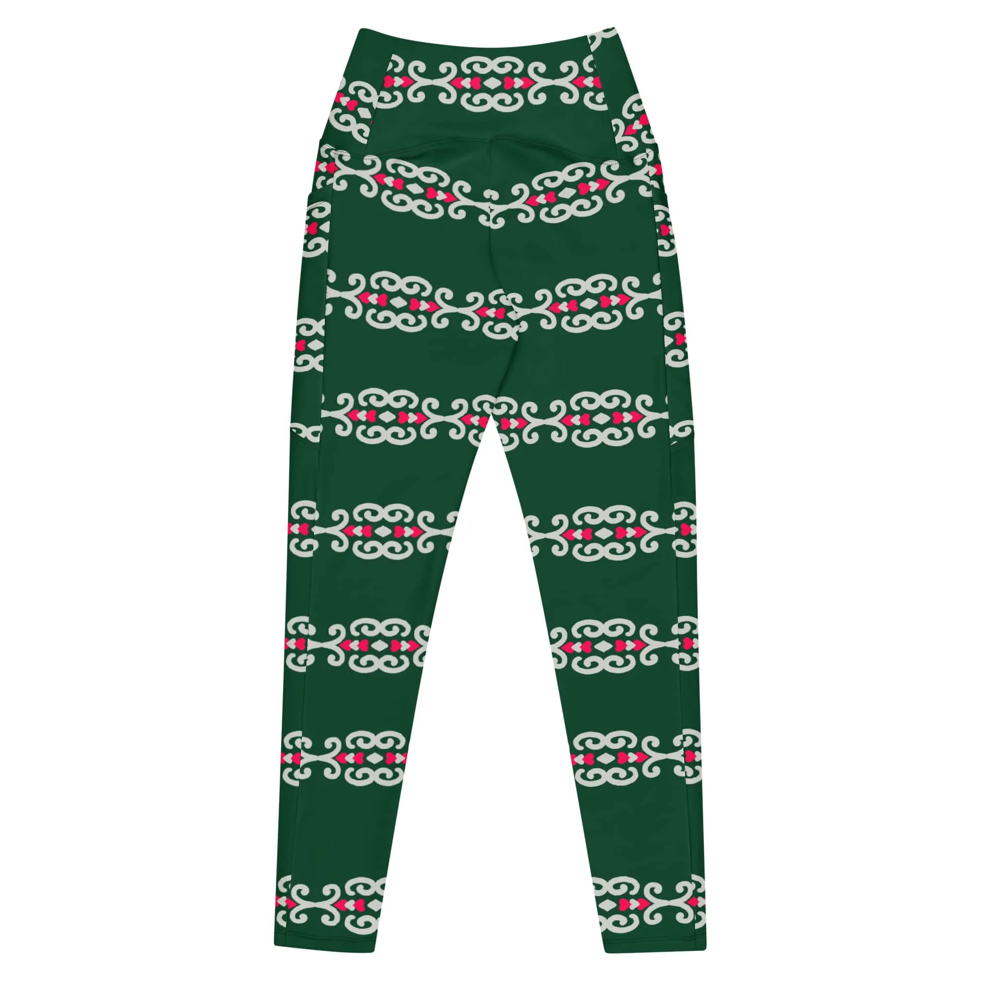 Crossover Green Leggings with Pockets