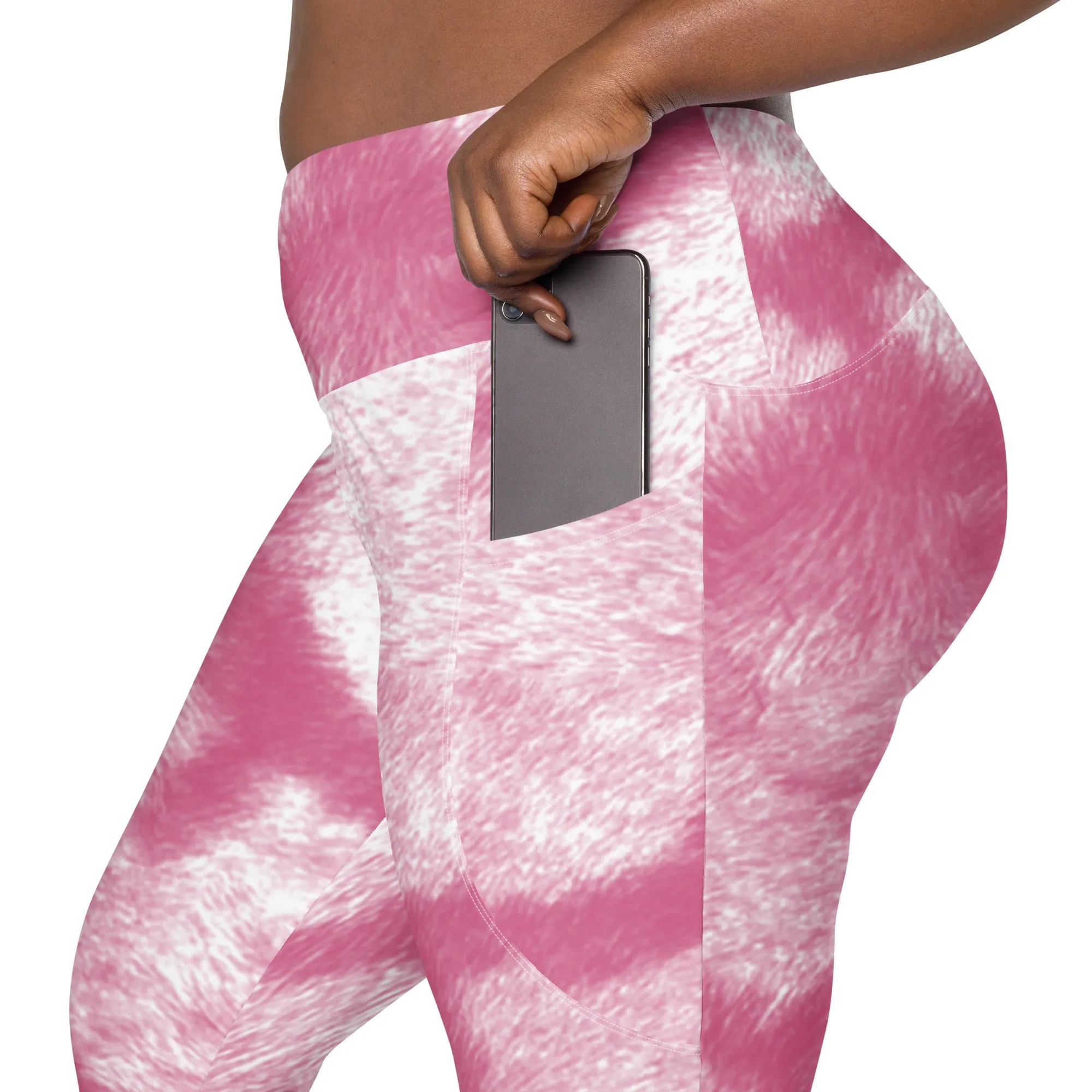 Cute Animal Print Crossover Leggings with Pockets, lioness-love