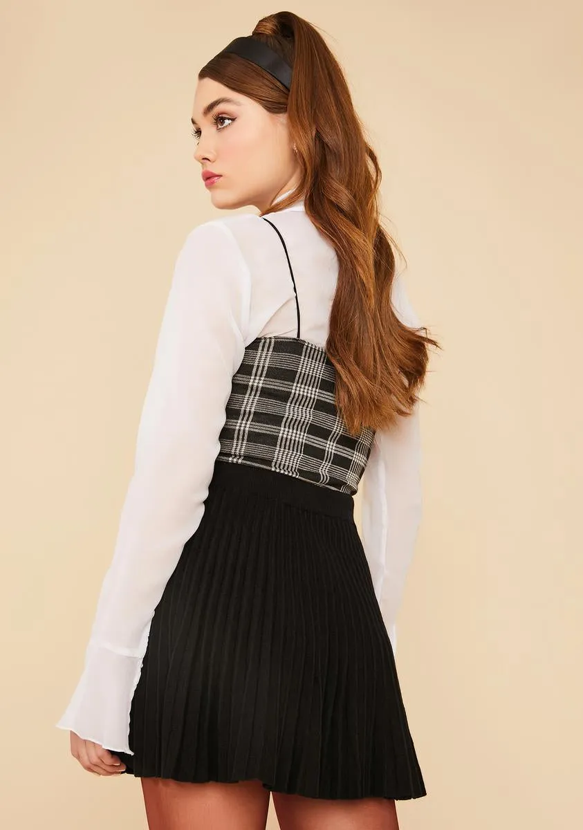 Dark Belong To Me Pleated Knit Mini Skirt