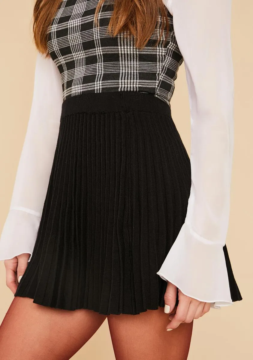 Dark Belong To Me Pleated Knit Mini Skirt