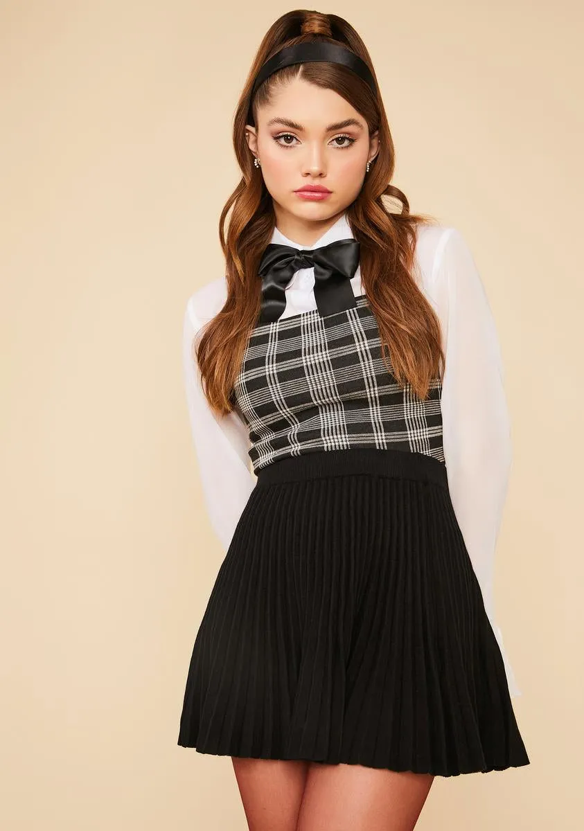 Dark Belong To Me Pleated Knit Mini Skirt
