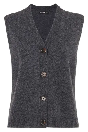 Dark Grey Wool Button Through Tank