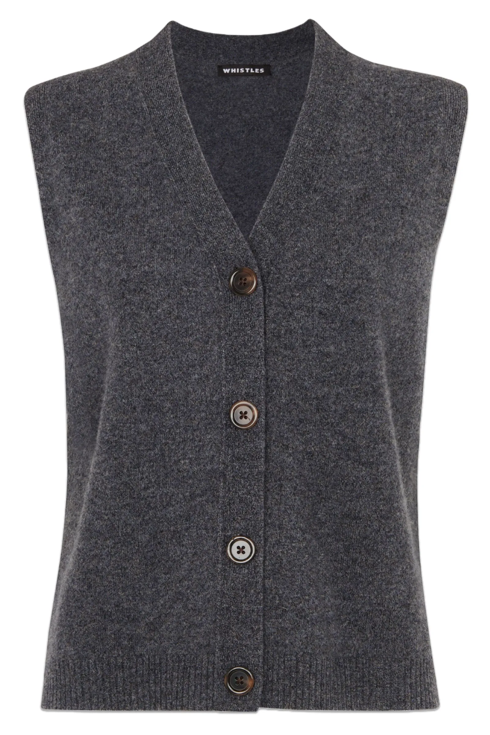 Dark Grey Wool Button Through Tank