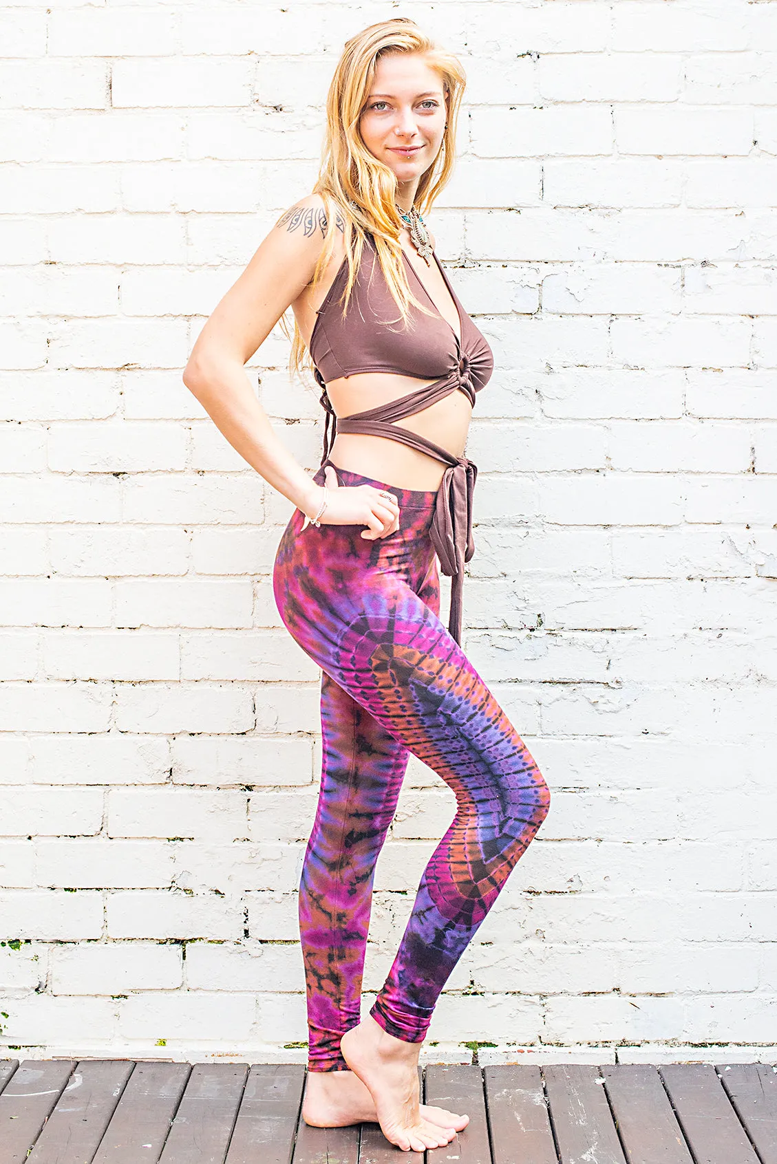 Dark Purple-Curry Mandala Tie Dye Leggings