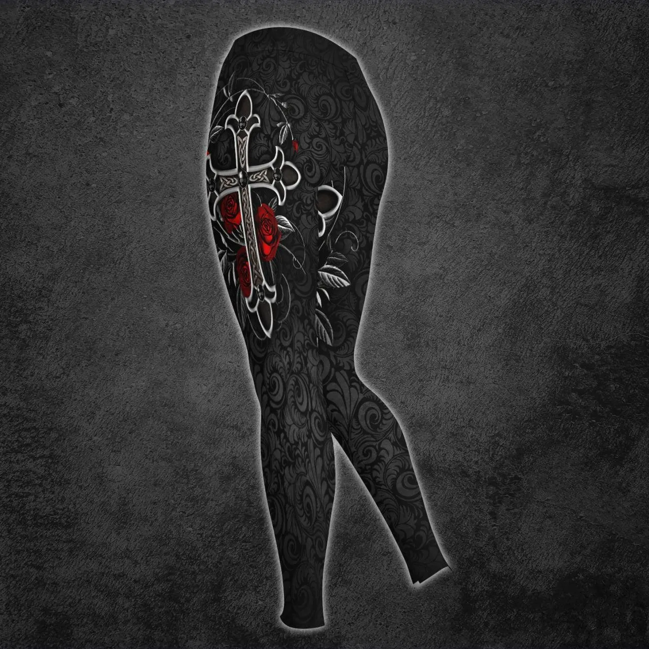 Dark Skull Cross Rose Combo Hoodie and Leggings For Women