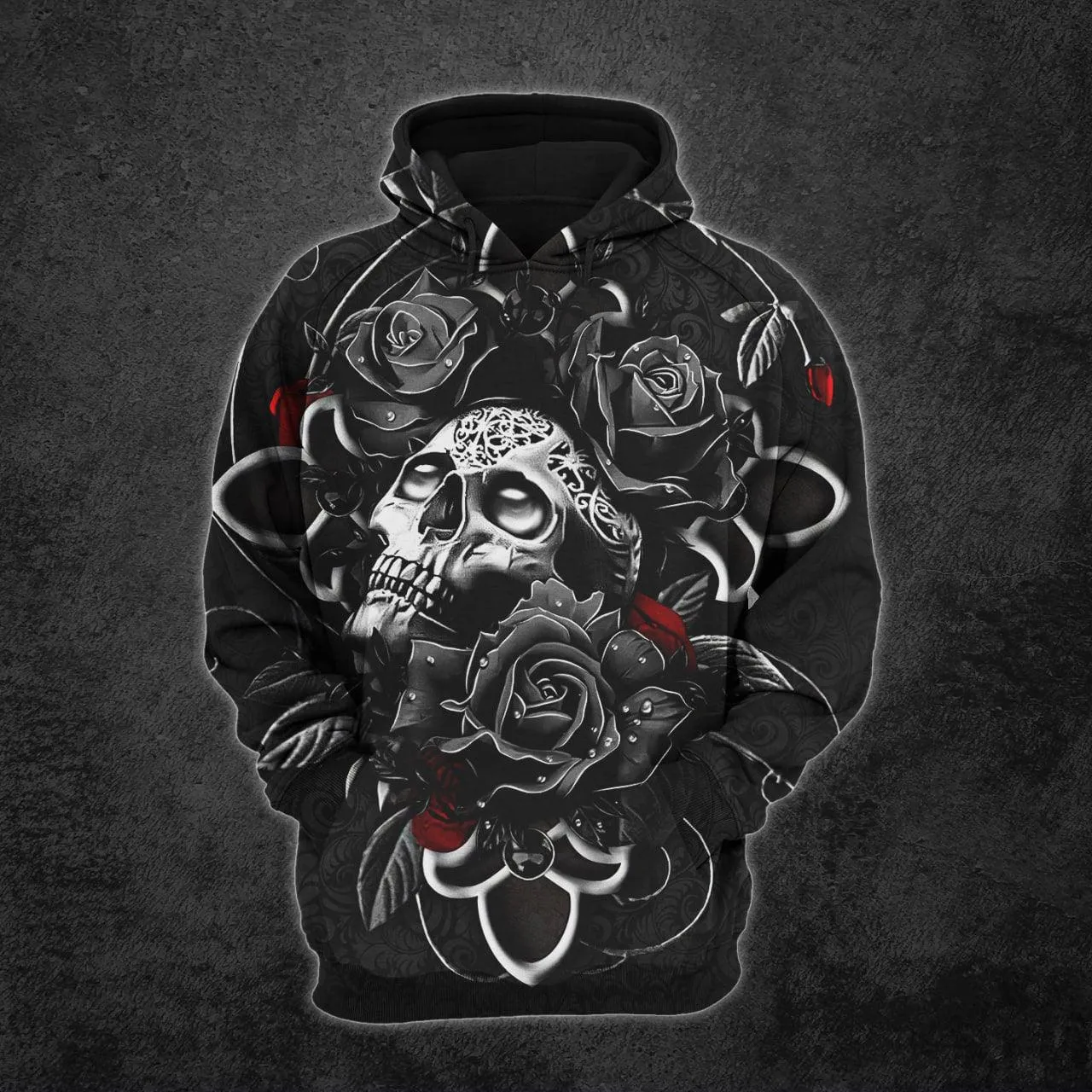 Dark Skull Cross Rose Combo Hoodie and Leggings For Women