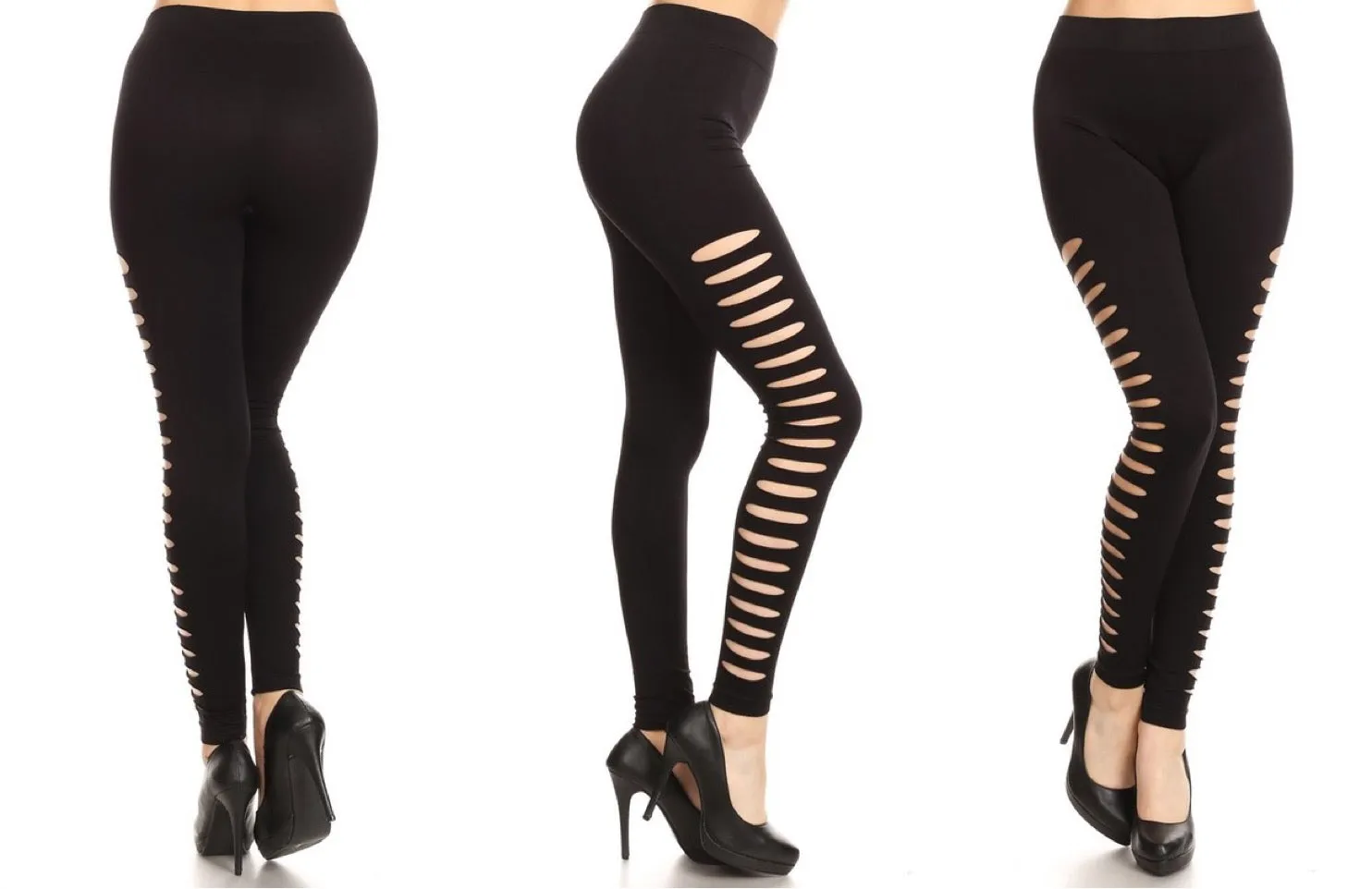 Day-to-Night Side-Ripped Design Leggings