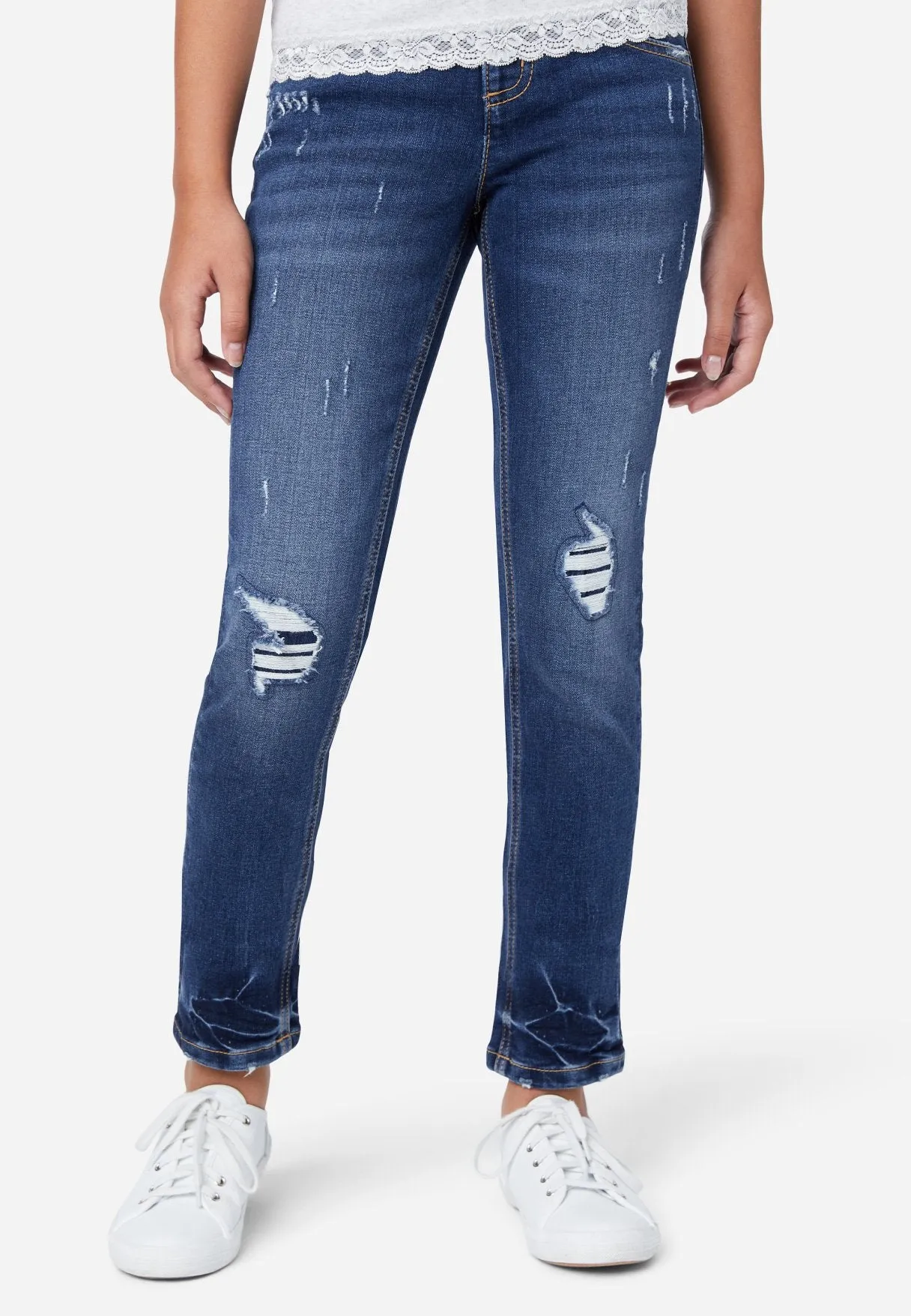 Destructed Mid-Rise Jean Leggings