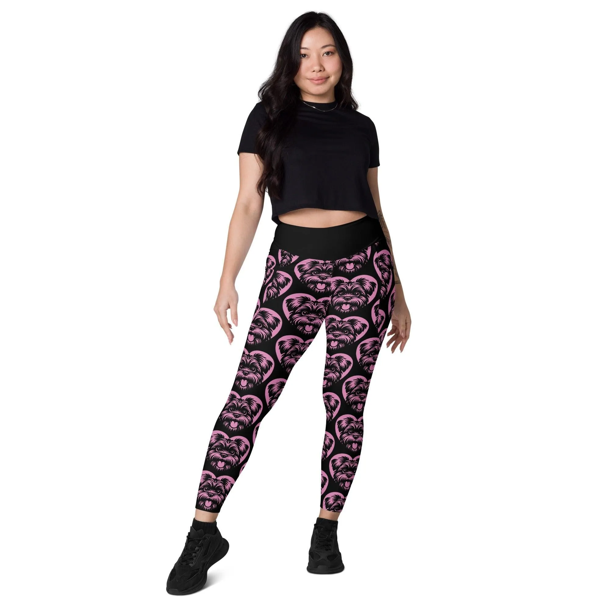 DOG BREED LEGGINGS with pockets - AFFENPINSCHER - HERTTAHOUND - pink